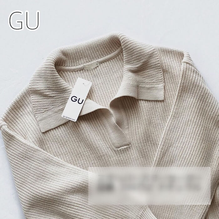 GU、スキッパーカラーセーター